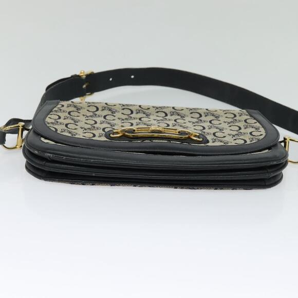 CELINE C Sulky Shoulder Bag Canvas Navy Gold - Picture 9 of 13